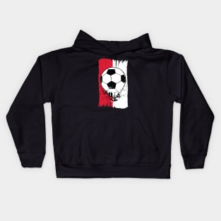 Vintage Polish Flag with Football // Poland Soccer Grunge Polska Flag Kids Hoodie